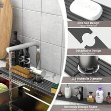 Silicon & Stone Absorbent Mat - For Sink Faucet, Quick-Dry Silicone And Stone Material To Prevent Water Accumulation, Kitchen & Bathroom Cabinet Protector