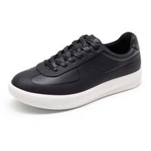Men's Classic Textured Lace-Up Fashion Sneakers With Cushioned Support  Business Casual Shoes - 黑色 - 查看 7