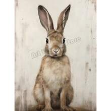 1 pieza Cartel de arte de pared Animales botánicos vintage Pascua Conejo Conejito en campo de flores Liebre Póster de cabaña Pintura en lienzo Arte de pared Decoración para el hogar Regalo perfecto para estudio y sala de estar Decoración Canvas sin marco