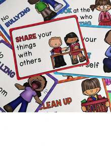 15 piezas Póster de Reglas del Aula Tamaño A4 - Póster de Reglas de la Clase Preescolar - Póster Educativo de Comportamiento en el Aula - Multicolor - Ver 8