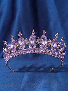 1pc Elegant Queen Crown Rhinestone Romantic Bridal Headpiece Wedding Accessory Valentine's Day Accessories