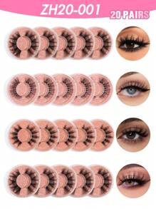 20 par naturalnych pełnych hybrydowych sztucznych rzęs, grube kręcone puszyste rzęsy do użytku na imprezach, komiksowe rzęsy, niezbędne w podróży, pojedynczo pakowane sztuczne rzęsy, naturalne wielokrotnego użytku sztuczne rzęsy z norek 3D, przedłużanie rzęs