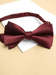 1 件纯色涤纶勃艮第黑色领结，适合婚礼，四季男士领带 - 彩色 - 查看 14