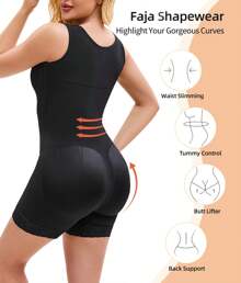 Faja Colombianas Shapewear For Women Tummy Control Post Surgery Full Body Shaper Butt Lifter With Zipper Crotch Skimsbodysuits Solleonnewfajascurve Elegant Figure Faja Melibelt Bodysuitfajashaper - 黑色 - 查看 6
