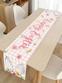 1pc Easter Bunny Table Runner, Bunny Ears Flower Pattern Happy Easter Table Cover, Spring/Summer Seasonal Holiday Kitchen Table Decorations Table Runner For Indoor And Outdoor Family Gatherings Table Cloth, Happy Easter Theme Table Skirt, Easter Indoor Party Decorations Table Set, Colorful Tablecloth Decorations Accessories, Easter Gifts