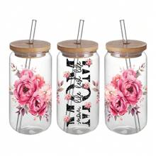 4 piezas Pegatinas de transferencia DTF UV con el mejor patrón floral de mamá para vasos Libbey de 16 onzas - Calcomanías resistentes para tazas, botellas, útiles escolares y manualidades DIY - Diseño de envoltura resistente al agua y reutilizable de fácil aplicación - Regalo perfecto para el Día de la Madre