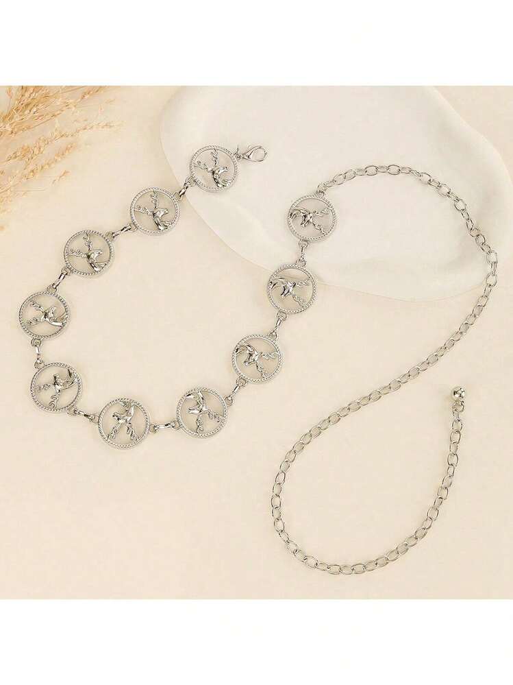 Exaggerated Bohemian Handmade Jewelry, Alloy Waist Chain/Belt, Turquoise Waist Seal, Animal Street Zinc Alloy Animal Waist Chain For Women, Suitable For Wedding, Spring, Summer, Autumn, Winter - Silver - View 7