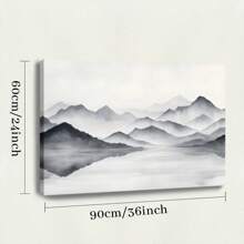 1 Pc, A Minimalist Ink Wash Landscape With Misty Mountains, Original, Canvas, Wall Art, Living Room Wall Decorations, Bedrooms, Bathrooms, Frame Poster Art Prints, Hanging Paintings, Home Decoration, Festivals. Home Decoration F 1