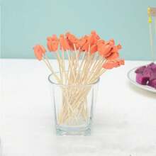 200/100/80/50/30/20/10pcs/Pack Easter Carrot Designed Bamboo Picks, Suitable For Easter, Burgers, Bread, Desserts, Appetizers, Home Party Cake & Food Decoration In Spring Festivals