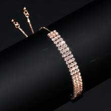 1pc Minimalist Rhinestone Adjustable Roman Style Bracelet, Women Daily Accessory - Bracelet - View 6