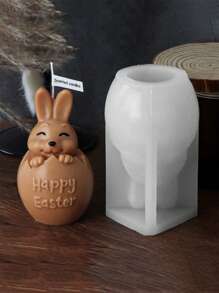 3D Cute Eggshell Rabbit Candle Silicone Mold Cartoon Creative Animal Aromatherapy Gypsum Handmade Soap Mold Resin Pinching Mold DIY Easter Gift Home Decoration Ornament