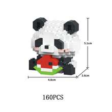 Cartoon Panda Building Blocks Kawaii Anime Figure Mini Assembly Toy Bricks Give Children Unique Educational Toys Best Birthday Present Ever - Multicolor - View 9