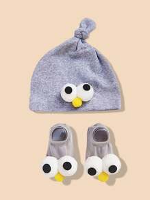 1 Set Bebé 0-1 Años Sombrero Cute Ojos Grandes Multicolor, Set de Sombrero y Calcetines de Bebé, Lindo Set de Calcetines Princesa y Gorro de Primavera/Verano para Uso Diario Recién Nacido