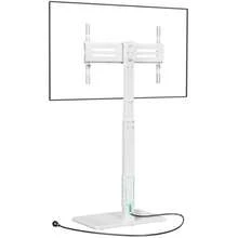 Floor TV Stand With Power Outlet Tall TV Stand Floor Mount For 32-75 Inch TV Up To 110 Lbs Swivel And Height Adjustable TV Stand With Wood Base For Bedroom Office TVDVD-7PW White - 白色1 - 查看 2