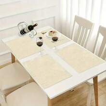 4pcs/6pcs Blank Linen Placemats - Washable DIY Heat-Resistant & Stain-Resistant Fabric Placemats, No Power Needed, Suitable For Restaurants, Weddings, Parties And Home Decor