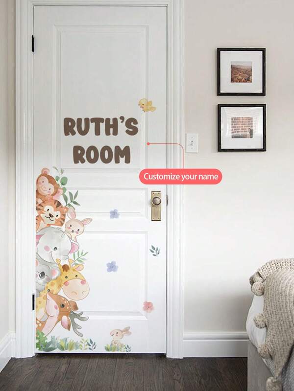 [Tesouro de decoração de quarto infantil] Adesivo de parede com nome personalizável, decalques de porta de desenho animado + decorações comemorativas personalizadas para quarto infantil, adesivos comemorativos com nome de bebê faça você mesmo, festa de aniversário e 100 dias, decoração de jardim de infância (adesivos removíveis) de volta às aulas