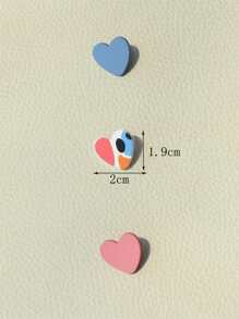3 Pairs Acrylic Glazed Printed Heart Earrings, Romantic For Girls, Blue And Pink