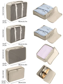 Multi Functional Travel 9-Piece Storage Bag, Luggage, Clothing Sorting And Organizing Bag, Storage Bag Set, 9-Piece Set Travel Essentials Travel Accessories Travel Must Haves For Women Travel Organizer Suitcase Summer Beach Vacation - Pink - View 4