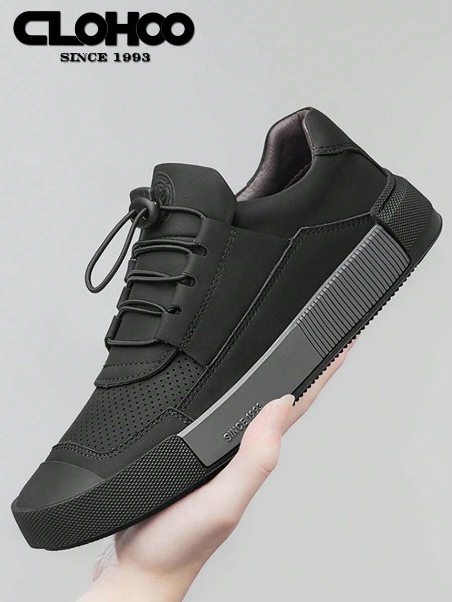 [适合所有季节的舒适运动鞋] CLOHOO 男士运动鞋 - 舒适透气的休闲鞋，防滑橡胶鞋底，超细纤维人造皮革，弹性鞋带，适合所有季节，经典款式，适合商务和街头服饰