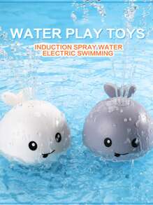 1 pièce Jouet d'eau de bain d'été en forme de baleine avec capteur, jouet d'eau de bain pour bébé avec lumière, jouet flottant omnidirectionnel pour baignoire, cadeau d'anniversaire, jouet d'eau pulvérisateur de bain pour enfants