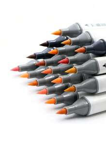 肤色马克笔套装 6/12/24/40 色 - 双头油性美术笔，适用于动漫和肖像绘画 | 专业软头+宽头素描工具 | 适合学生和艺术家的中东风格美术用品（学校文具） - 彩色 - 查看 6