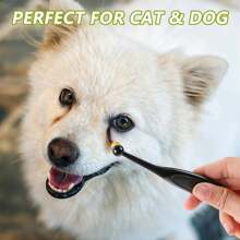 Pincel para pó de olho de gato ADog, escova removedora de manchas de lágrimas para cães, escova lavável de fibra para remoção de manchas de lágrimas para animais de estimação para aplicação segura e uniforme de pó para manchas de lágrimas, cabo ergonômico, cerdas longas e cônicas