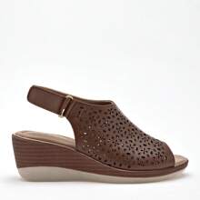 Women's Leather Wedge Sneaker Platform 6cm Brown Color - Brown - View 3