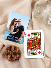 Carte da gioco personalizzate con foto, carte da poker personalizzate e impermeabili con scatola regalo per matrimoni e feste - stampa parziale - Multicolore - Visualizzare 4