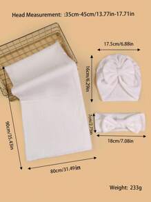 3pcs/Set Baby Swaddle Blanket With Bow Knot Headbands Newborn Floral Printed Receiving Blanket Wrap Love Valentine - White - View 5