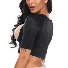 Women Upper Arm Shaper Compression Short Sleeves Tops Slimming Shapewear Body Shaper Shaping Top Underwear Undershirts - Black - View 6