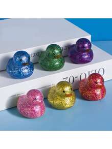 1pc/5pcs Rubber Duck, Light Up Duck, Quacking Duck - Tassels, Glitter, Sparkly Party Decor Duck - Suitable For Home Office Decoration, Bicycle Accessories, Car, Decoration, Party Favors And Gifts