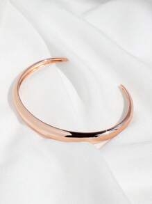 Charm-In Rose Gold Plated Brass Bangle Bracelet - Smooth Thick Open Cuff, Adjustable Size, Gift For Mother, Wife, Girlfriend - Low Allergy And Non-Fading - Rose Gold - View 16