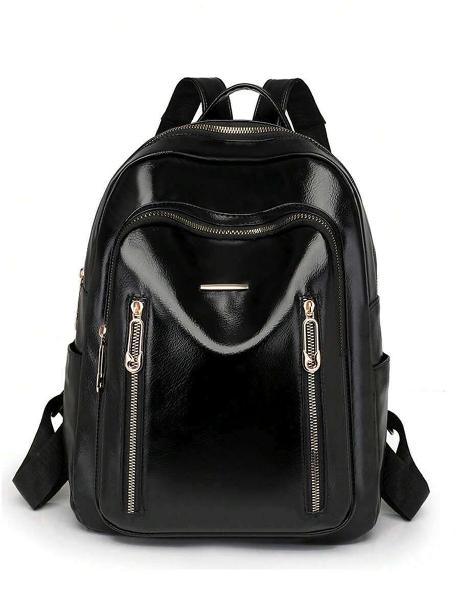 Large Capacity Fashion Women Travel Laptop Backpack, Student Backpack, Street Style - Black - View 1
