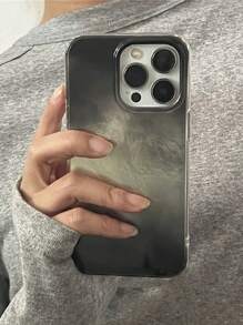 韩版INS炫酷黑银渐变冰川图案手机壳，适用于 16/15/14/13/12 Pro Max，防震防摔，亮面后盖 - 黑銀暈染 - 查看 2