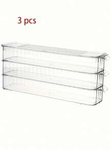 3pcs Refrigerator Storage Bins, Leak Proof And Reusable Food Storage Box With Lid, Multifunctional Stackable Food Fresh-Keeping Box, For Spice, Meat, Fruit And Vegetable, Kitchen Organizers And Storage, Kitchen Accessories