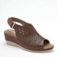 Women's Leather Wedge Sneaker Platform 6cm Brown Color - Brown - View 1
