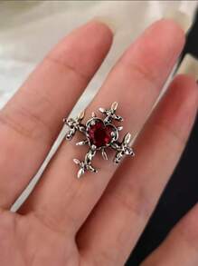 1-11pcs Goth Punk Retro Red Crystal Heart Cross Geometry Asymmetric Open Ring Set Y2K Accessories For Women Kpop Jewelry - Red - View 13