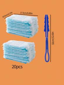 21pcs (20pcs Refill + 1pc Foldable Handle) Static Dust Brush Replacement Heads, Cleaning Brush For Desktop Dust, Crannies And Hair Debris