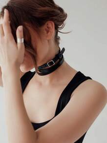 1PC Leather Collar Choker Gothic Choker Fetish Collar Layered Choker