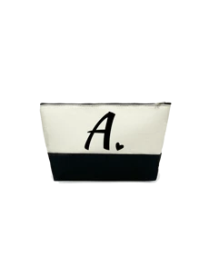 Black Heart Letter Print Makeup Bag, Gift For Girls, Red Air Cushion Beauty Bag,Travel Charger Storage Bag - Black and White - View 24