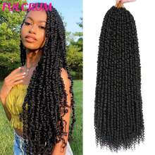 FULCRUM 6-24 Inch Passion Twist Crochet Hair Pre-Twisted Passion Twist Hair Pre-Looped Bohemian Crochet Braids Natural Black Synthetic Hair Extensions For Women & Girls