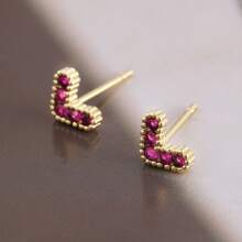 1 paire de boucles d'oreilles cloutées au cœur mini élégantes et à la mode en zircone cubique, avec plusieurs couleurs, pour le port quotidien, les rendez-vous, les cadeaux de la Saint-Valentin pour femmes