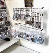 1 件/2 件壁挂式钥匙扣展示架，多功能存储整理器，用于徽章、饰物、珠宝、发饰 - 节省空间