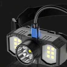 NetHong Super Bright Waterproof LED Head Torch Headlight USB Rechargeable Headlamp UK - Black - View 9