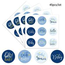 45 Pieces Boy Girl Baby Shower Favors Stickers Mini Kisses Candy Stickers Chocolate Drop Labels Wrappers Little Cutie Baby Shower Decoration For Sprinkle Birthday Party(5pcs/45stickers) - Multicolor - View 8