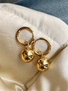 1 对不锈钢环形耳环，配简约金属球吊坠，女士珠宝礼物 - 耳環 - 查看 9