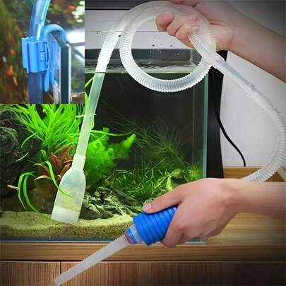1个水族箱吸尘器，鱼缸底砂清洁器，虹吸式换水泵，水族箱清洁工具（简易版，低功率）