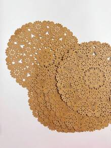 48pcs/Set Hollow Out Baking Dessert Parchment Paper, Brown Round Cupcake Paper Mat For Kitchen Air Fryer Kitchen Air Fryer Liners Air Fryer Paper Airfryer Air Frier - Khaki - View 7