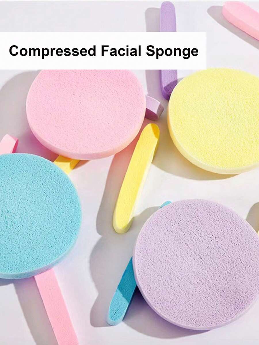 5/10/20pcs Individually Packaged Compressed Seaweed Facial Cleansing Pads, Makeup Remover Sponges, Compressed Powder Puff, Portable Facial Cleansing Sponges For Travel - Multicolor - View 1