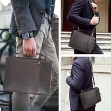 Polare Full Grain Cowhide Leather Bible Cover Bag Bible Protective Book Holder Carrying Case Folder Organizer Portfolio (Dark Brown With Shoulder Strap)